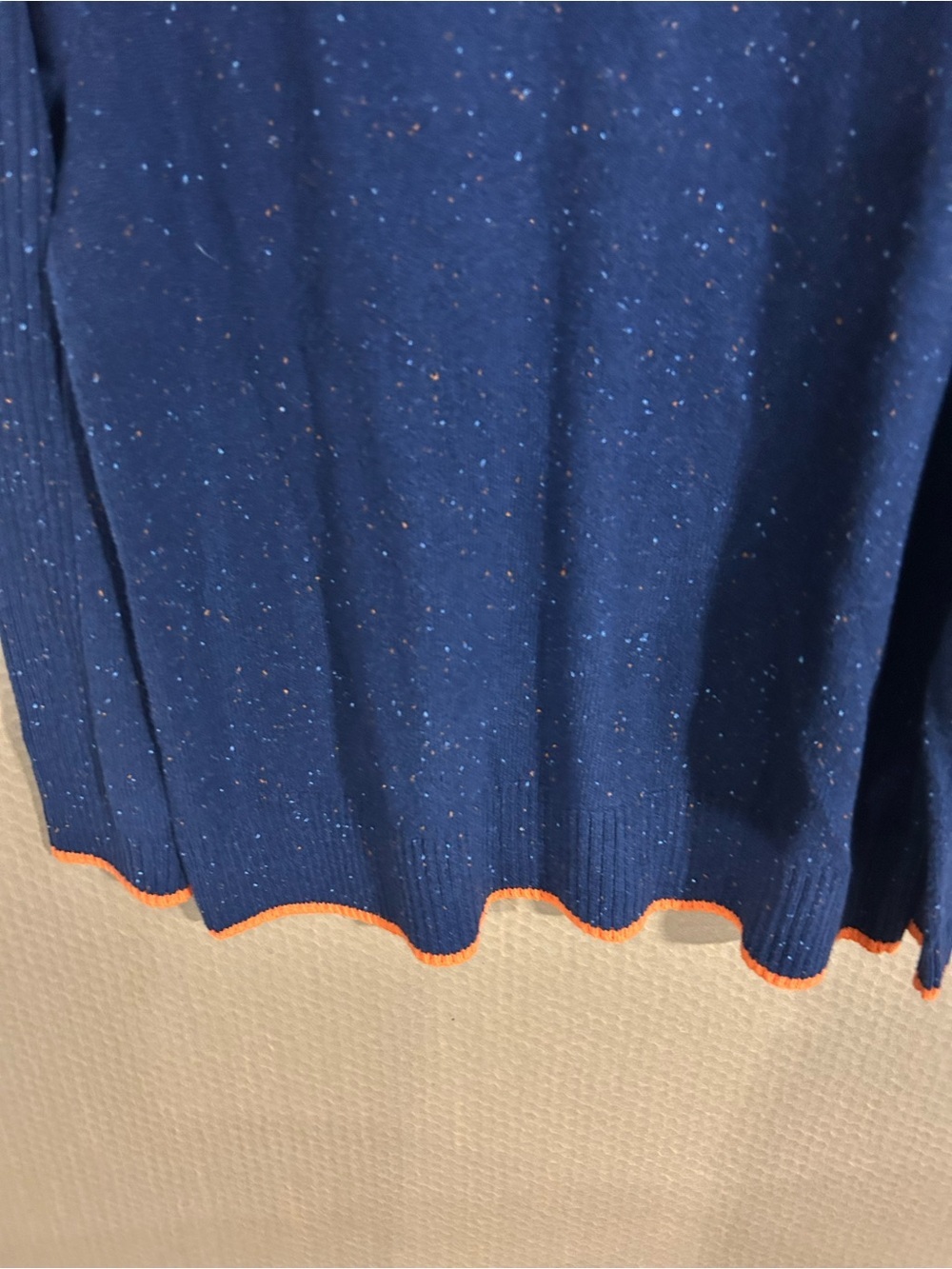 J. Jill Navy Crewneck Sweater with Orange Trim - Picture 2 of 8